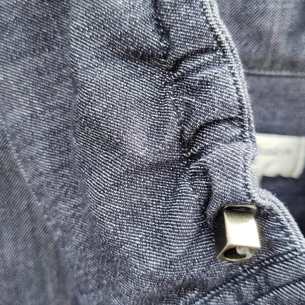 Denim Button-Up Ruffle Collar Shacket - Picture 7 of 8